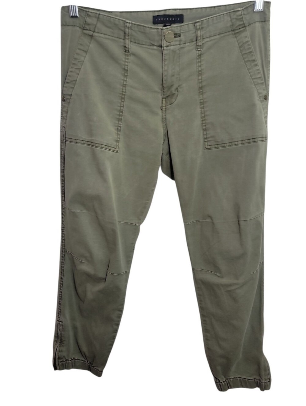 Sanctuary women's olive green jogger pants size 29 casual anklw cropoed mid rise